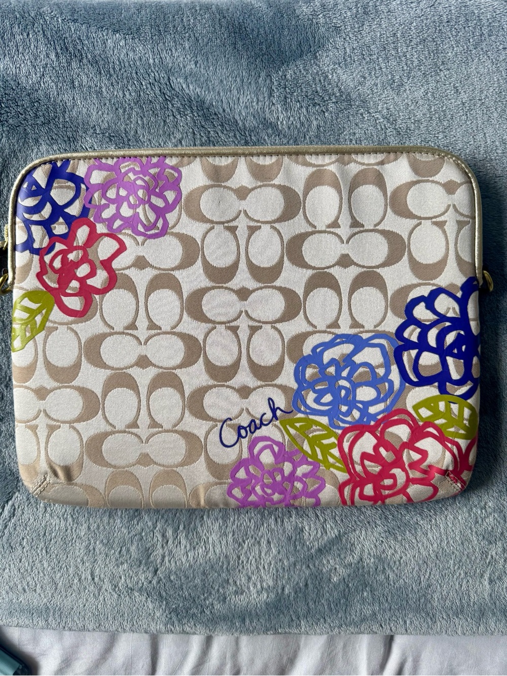 Coach Signature Floral Tablet iPad Zip Case Y2K